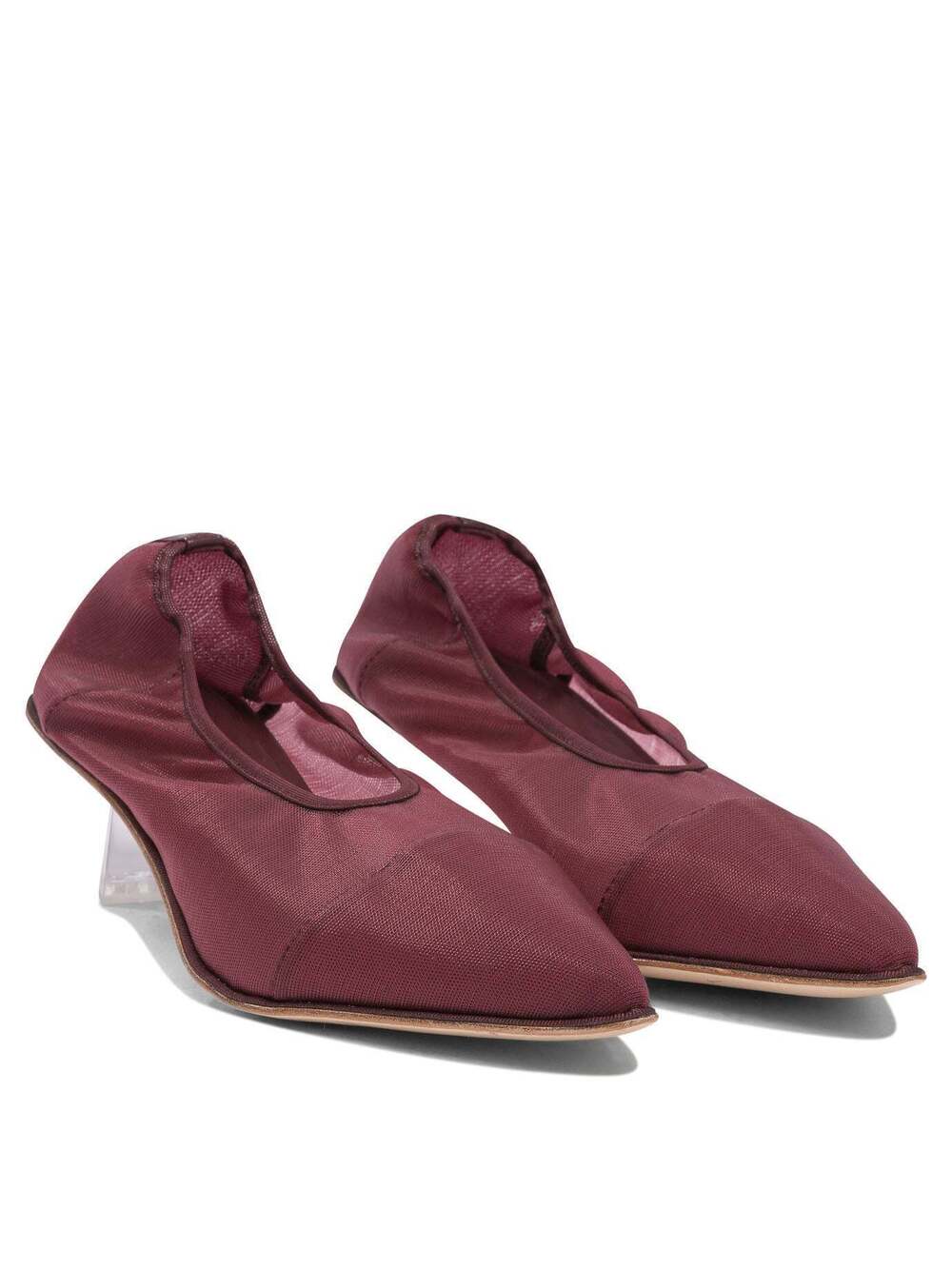 Studio Amelia Bordeaux Mesh Leather Pumps Heels EU 37 New